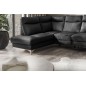 - Canapé d'angle en cuir italien de luxe 5 places LUZINI noir, angle gauche - Canapé d'angle en cuir italien de luxe 5 places LUZINI noir, angle gauche
