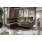 Canapé d'angle en cuir italien de luxe 5 places LUZINI taupe, angle gauche