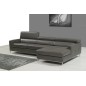 Canapé d'angle en cuir italien 4/5 places YVANA, gris fonce, angle droit
