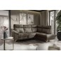 Canapé d'angle en cuir italien de luxe 5 places LUZINI taupe, angle droit