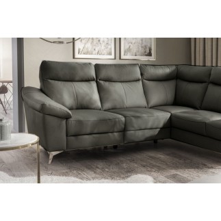 Canapé d'angle en cuir italien de luxe 5 places LUZINI gris foncé, angle droit