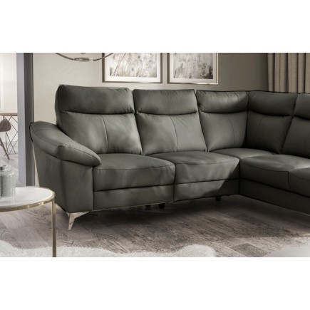 Canapé d'angle en cuir italien de luxe 5 places LUZINI gris foncé, angle droit