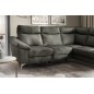 Canapé d'angle en cuir italien de luxe 5 places LUZINI gris foncé, angle droit Canapé d'angle en cuir italien de luxe 5 places LUZINI gris foncé, angle droit