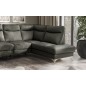 Canapé d'angle en cuir italien de luxe 5 places LUZINI gris foncé, angle droit Canapé d'angle en cuir italien de luxe 5 places LUZINI gris foncé, angle droit
