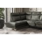 Canapé d'angle en cuir italien de luxe 5 places LUZINI gris foncé, angle gauche Canapé d'angle en cuir italien de luxe 5 places LUZINI gris foncé, angle gauche