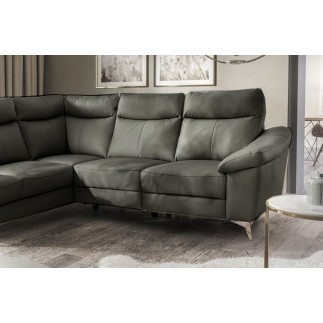 Canapé d'angle en cuir italien de luxe 5 places LUZINI gris foncé, angle gauche