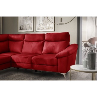 Canapé d'angle en cuir italien de luxe 5 places LUZINI rouge foncé, angle gauche