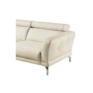 - Canapé d'angle en 100% tout cuir épais de luxe italien, 5/6 places DALBERT, couleur crème, angle gauche