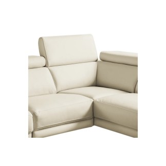 - Canapé d'angle en 100% tout cuir épais de luxe italien, 5/6 places DALBERT, couleur crème, angle gauche