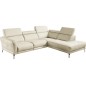Canapé d'angle en 100% tout cuir épais de luxe italien , 5/6 places DALBERT, couleur crème, angle droit