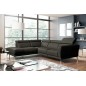 Canapé d'angle en 100% tout cuir épais de luxe italien , 5/6 places DALBERT, couleur anthracite, angle gauche