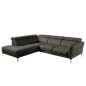 Canapé d'angle en 100% tout cuir épais de luxe italien , 5/6 places DALBERT, couleur anthracite, angle gauche