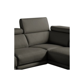 Canapé d'angle en 100% tout cuir épais de luxe italien , 5/6 places DALBERT, couleur anthracite, angle gauche