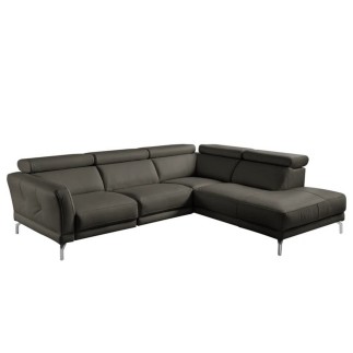 Canapé d'angle en 100% tout cuir épais de luxe italien , 5/6 places DALBERT, couleur anthracite, angle droit
