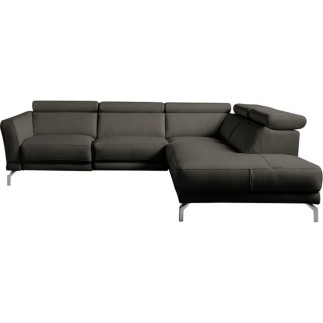 Canapé d'angle en 100% tout cuir épais de luxe italien , 5/6 places DALBERT, couleur anthracite, angle droit