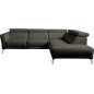 Canapé d'angle en 100% tout cuir épais de luxe italien , 5/6 places DALBERT, couleur anthracite, angle droit