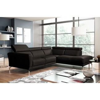 Canapé d'angle en 100% tout cuir épais de luxe italien , 5/6 places DALBERT, couleur chocolat, angle droit