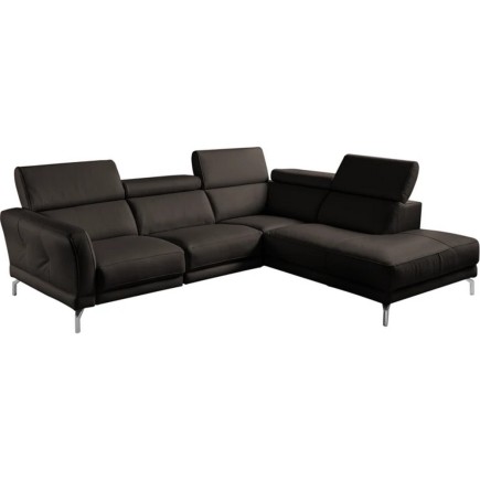 Canapé d'angle en 100% tout cuir épais de luxe italien , 5/6 places DALBERT, couleur chocolat, angle droit