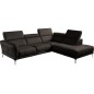 Canapé d'angle en 100% tout cuir épais de luxe italien , 5/6 places DALBERT, couleur chocolat, angle droit