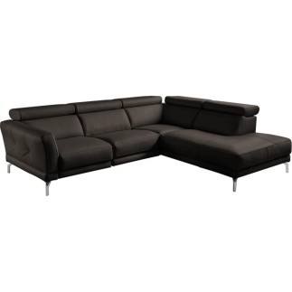 Canapé d'angle en 100% tout cuir épais de luxe italien , 5/6 places DALBERT, couleur chocolat, angle droit