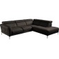 Canapé d'angle en 100% tout cuir épais de luxe italien , 5/6 places DALBERT, couleur chocolat, angle droit