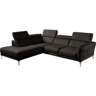 Canapé d'angle en 100% tout cuir épais de luxe italien , 5/6 places DALBERT, chocolat, angle gauche