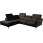 Canapé d'angle en 100% tout cuir épais de luxe italien , 5/6 places DALBERT, chocolat, angle gauche