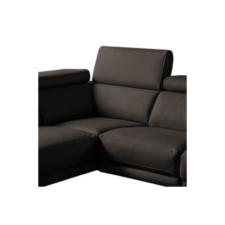 Canapé d'angle en 100% tout cuir épais de luxe italien , 5/6 places DALBERT, chocolat, angle gauche