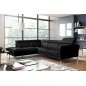 Canapé d'angle en 100% tout cuir épais de luxe italien , 5/6 places DALBERT, couleur noir, angle gauche