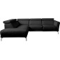 Canapé d'angle en 100% tout cuir épais de luxe italien , 5/6 places DALBERT, couleur noir, angle gauche