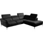 Canapé d'angle en 100% tout cuir épais de luxe italien , 5/6 places DALBERT, couleur noir, angle droit