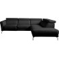 Canapé d'angle en 100% tout cuir épais de luxe italien , 5/6 places DALBERT, couleur noir, angle droit