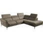 Canapé d'angle en 100% tout cuir épais de luxe italien , 5/6 places DALBERT, couleur taupe, angle droit
