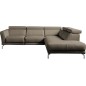 Canapé d'angle en 100% tout cuir épais de luxe italien , 5/6 places DALBERT, couleur taupe, angle droit