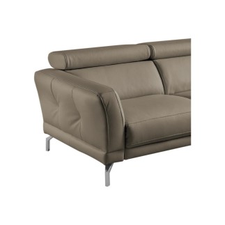 Canapé d'angle en 100% tout cuir épais de luxe italien , 5/6 places DALBERT, couleur taupe, angle droit