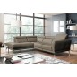 - Canapé d'angle en 100% tout cuir épais de luxe italien , 5/6 places DALBERT, couleur taupe, angle gauche