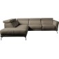 - Canapé d'angle en 100% tout cuir épais de luxe italien , 5/6 places DALBERT, couleur taupe, angle gauche