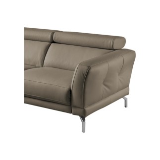 - Canapé d'angle en 100% tout cuir épais de luxe italien , 5/6 places DALBERT, couleur taupe, angle gauche