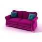 Canapé 3 places en tissu de qualité TOMY, fuschia