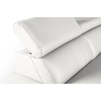 Canapé d'angle relax en 100% tout cuir épais de luxe italien avec relax électrique, 5/6 places KASTER, blanc cassé, angle gauche