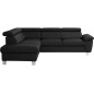 - Canapé d'angle en cuir italien de luxe 5 places LUTECE noir, angle gauche - Canapé d'angle en cuir italien de luxe 5 places LUTECE noir, angle gauche