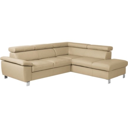 Canapé d'angle en cuir italien de luxe 5 places LUTECE beige, angle droit
