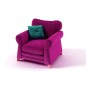 Fauteuil 1 place en tissu de qualité TOMY, fuschia