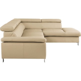 Canapé d'angle en cuir italien de luxe 5 places LUTECE beige, angle droit