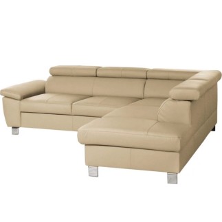 Canapé d'angle en cuir italien de luxe 5 places LUTECE beige, angle droit