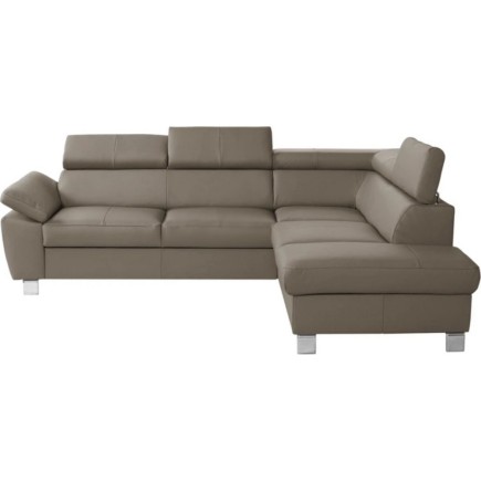 Canapé d'angle en cuir italien de luxe 5 places LUTECE taupe, angle droit