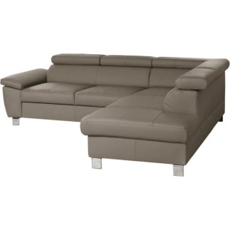 Canapé d'angle en cuir italien de luxe 5 places LUTECE taupe, angle droit
