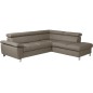 Canapé d'angle en cuir italien de luxe 5 places LUTECE taupe, angle droit Canapé d'angle en cuir italien de luxe 5 places LUTECE taupe, angle droit