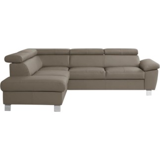 Canapé d'angle en cuir italien de luxe 5 places LUTECE taupe, angle gauche
