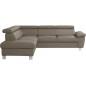 Canapé d'angle en cuir italien de luxe 5 places LUTECE taupe, angle gauche Canapé d'angle en cuir italien de luxe 5 places LUTECE taupe, angle gauche